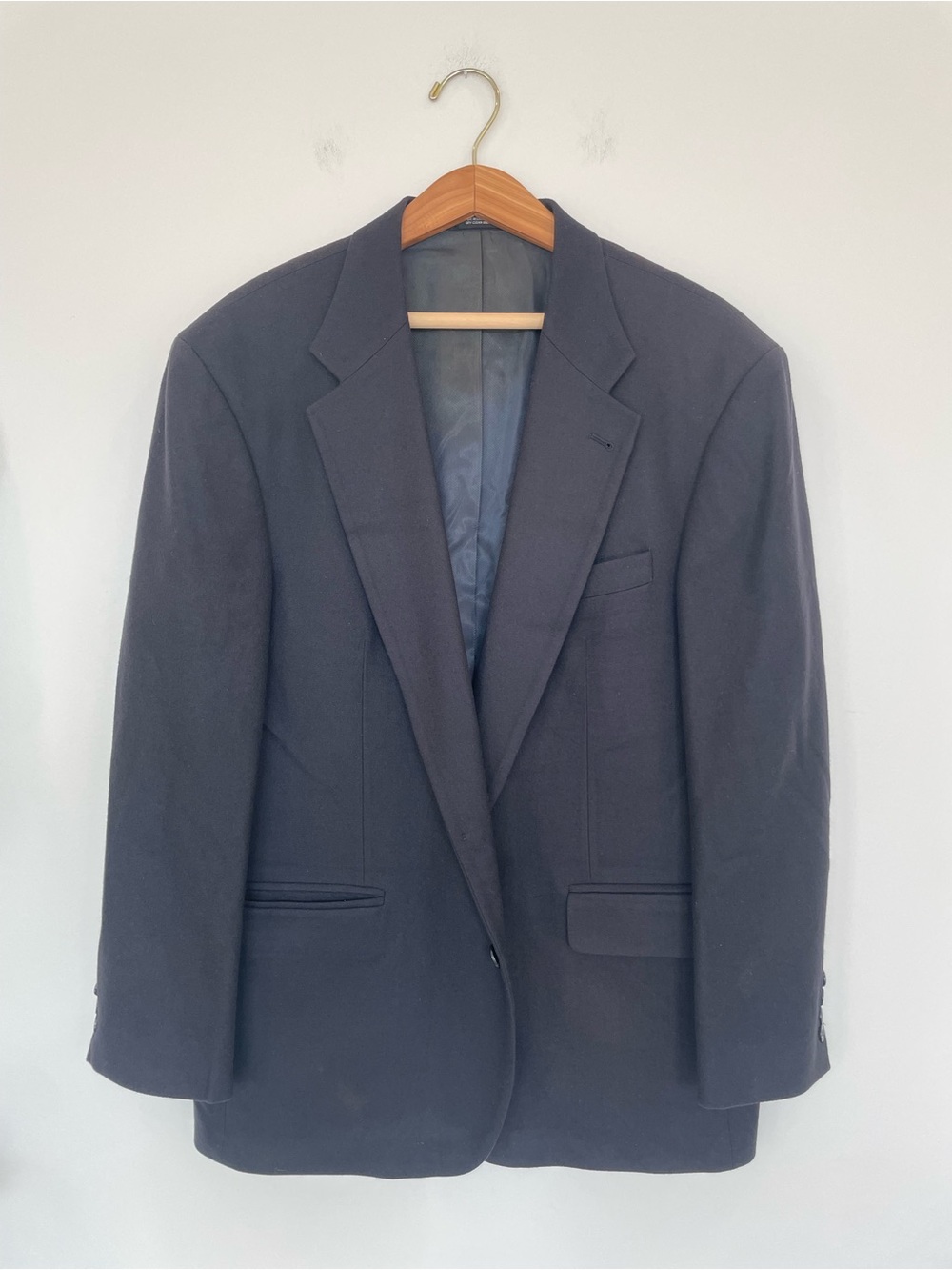 Vintage Oscar de la Renta Cashmere Wool Blazer 46R Navy Quiet Luxury Coat Jacket